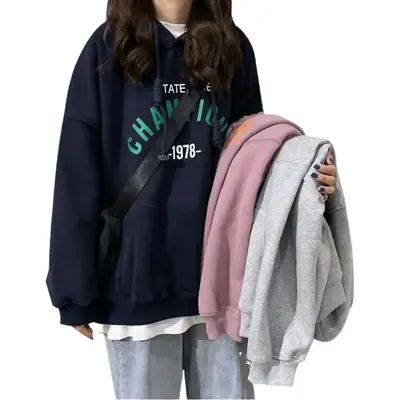 Fleece Lined Hoodie Women 2025 Letter Print