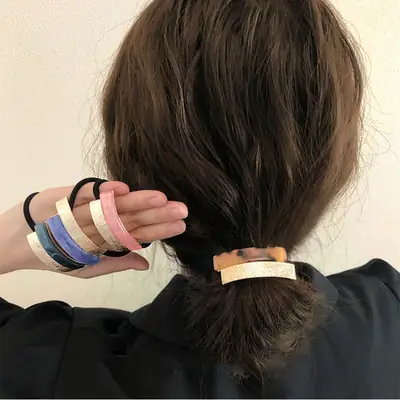 Vintage Accessories Geometric Hair Ring Blue Metal Women