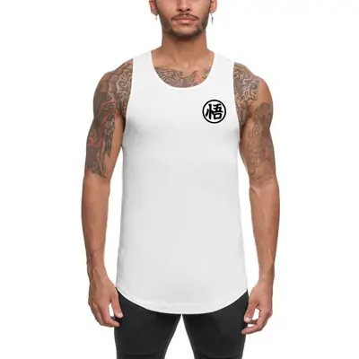 Men's White Sleeveless Waistcoat Vest Summer Training