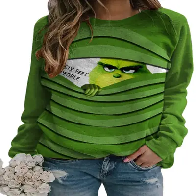 2021 Green GRINCH Sweatshirt Vest for Women