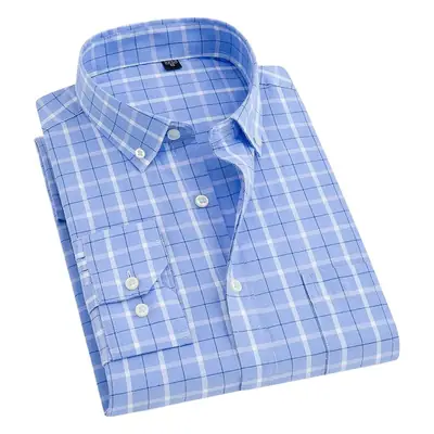 Middle-aged Men Oxford Striped Shirt Blue White 50-60Yrs