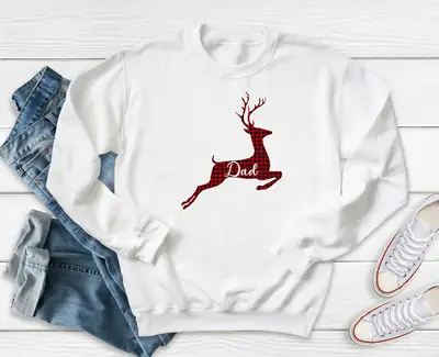 Men Black Deer Print Sweatshirt Dad Theme