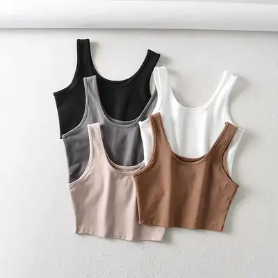 Women's White U-Neck Sports Vest Summer
