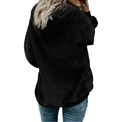 Women's 2020 Plush Hooded Sweater Brown