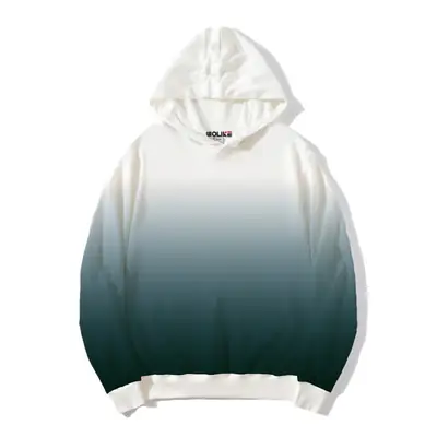 Men's White Gradient Terry Hoodie Loose Fit