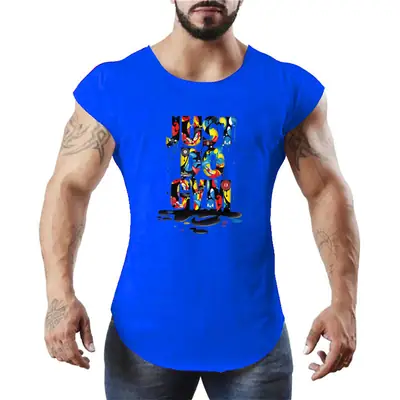 Men Cotton Explosive Wall Graphic T-Shirt Blue