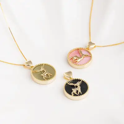 Jade Deer Pendant Necklace Green White Jade Queen