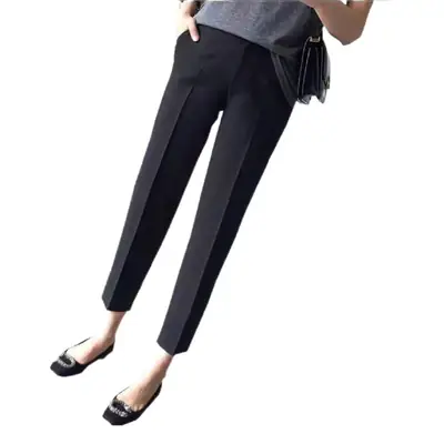 Women Black Skinny Ankle Pants Summer Casual