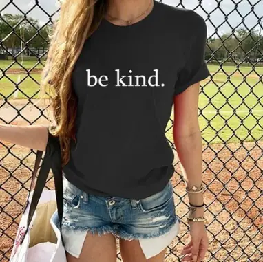 Men Women Be Kind T-Shirt Black Short Sleeve