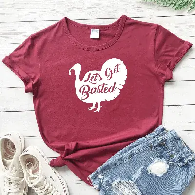 Turkey Themed T-Shirt Let's Get Basted Yellow