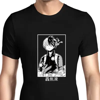 BOKU My Hero College Men's Black T-Shirt with Character Print