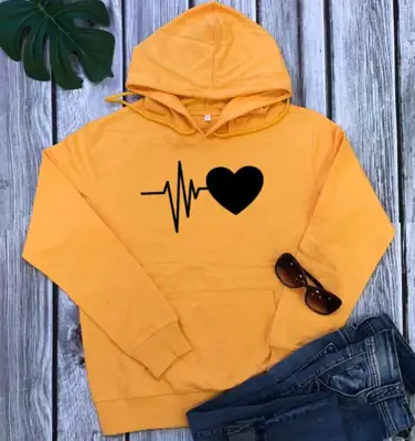 White Hoodie with ECG Heart Design