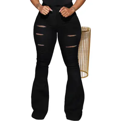 High Waist Slim Fit Micro-Pants with Flower Hole Design