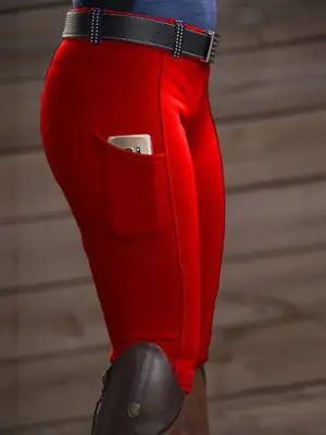 Equestrian Red Pants Elastic Hip Lift 2025 Spring Autumn