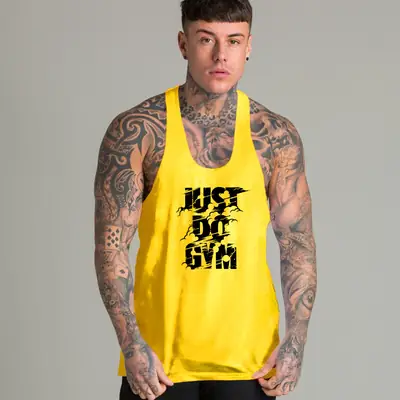 Men Red Printed Muscle Vests Slim Fit