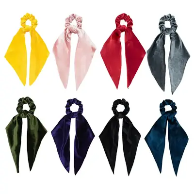 Black Velvet Hair Tie with Ring Jewelry for Women