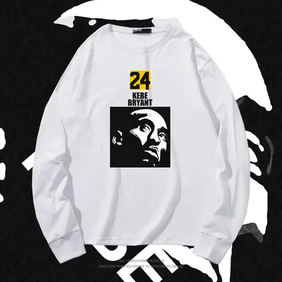 Men Cotton Long Sleeve T-Shirt Yellow Kobe No.24 Print