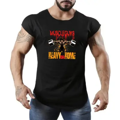 Men Muscle Sleeveless Vest White Dragon Ball Print