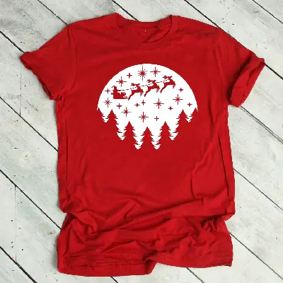 Christmas Deer Print T-Shirt Yellow
