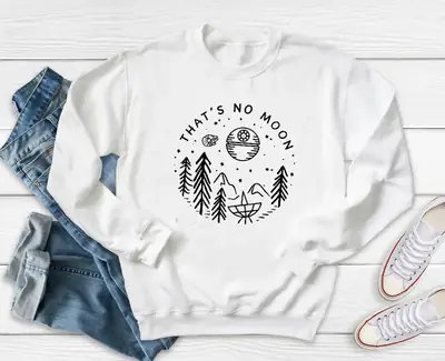 Black Printed Sweatshirt with "There Is No Moon" Design