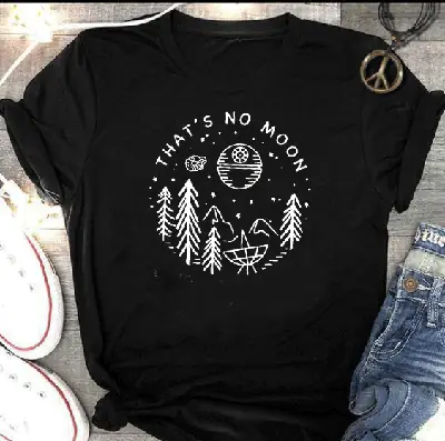Black Graphic T-Shirt with Moon Design