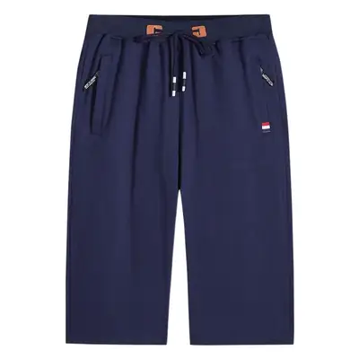 Men's Grey Cotton Cropped Pants Mid Length Running Shorts