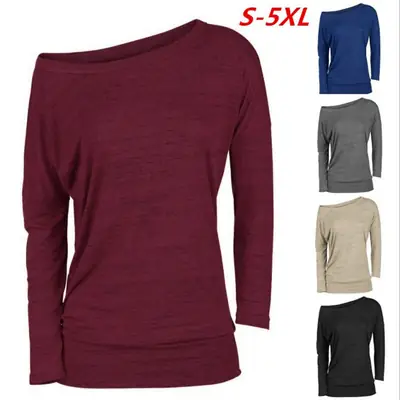 Women Long Sleeve T-Shirt Maroon 5-5XL