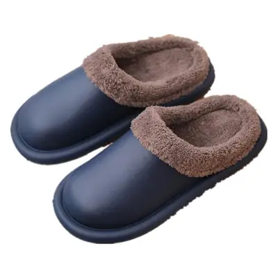 Women's Warm Leather Slippers for Winter Indoor Use