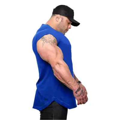 Men's White Sleeveless Muscle Vest T-Shirt with Logo