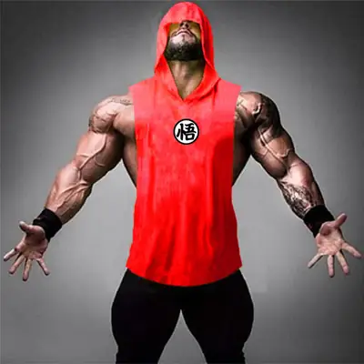 Summer Men Hooded Sleeveless T-Shirt Blue Dragon Ball Wukong
