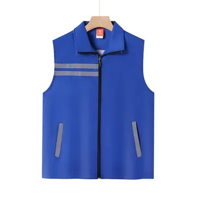 Red Sleeveless Volcanic Vest with Reflective Stripes