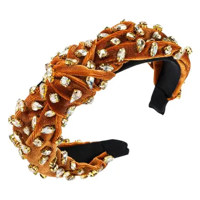 Gold Velvet Diamond Headband for Women