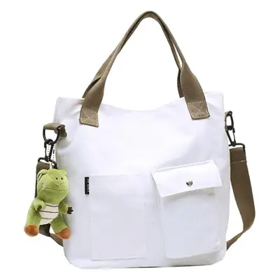 Women Canvas Satchel Tote Bag White 2021