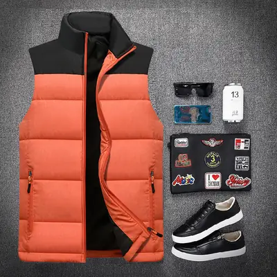 Black Slim Fit Vest with Vertical Zipper & Collar