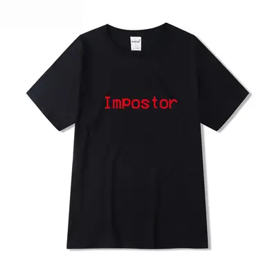 Black T-Shirt with Red "Impostor" Print