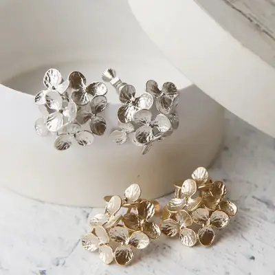 Gold Matte Hollow Flower Earrings for Women