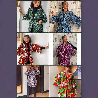 2025 Digital Print Kimono Coat Women Pink Black