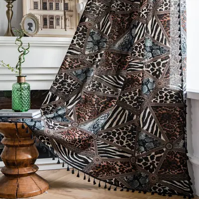 Leopard Print Curtains Bohemian Living Room Study