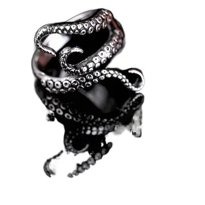 Retro Punk Octopus Ring Adjustable Silver All Match