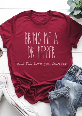 Dr Pepper Print T-Shirt Maroon Short Sleeve