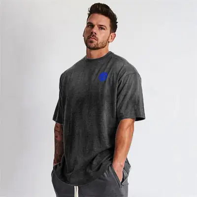Red Short Sleeve T-Shirt for Men with Blue Logo
