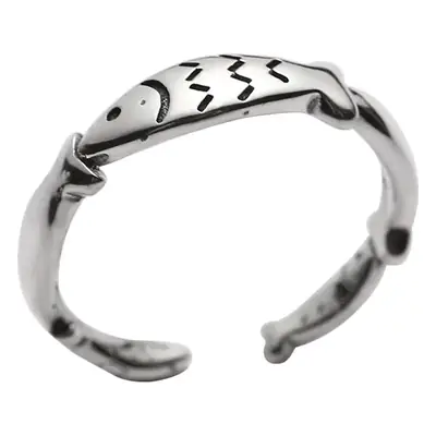 925 sterling silver small fish ring open design tail ring Joker retro old craft Japan and South Korea purchasing 5757T