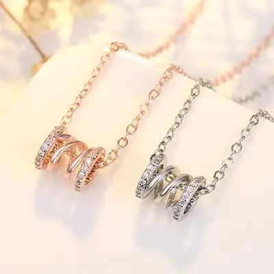 Rose Gold Multi Band Necklace for Women