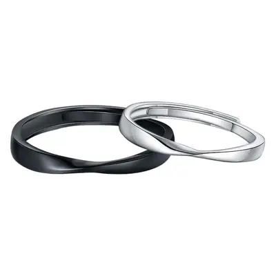 Open Mobius Couple Rings Black White Modern Design