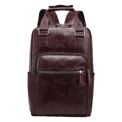 Men's Black Leather Business Backpack Large Capacity
