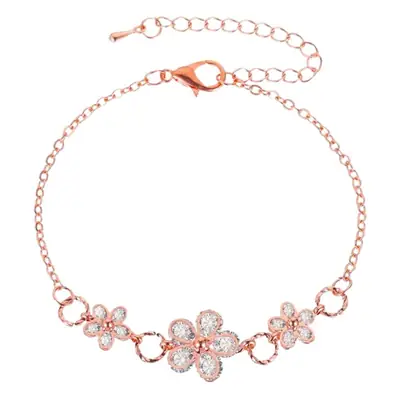 Rose Gold & Silver Crystal Flower Bracelet Set for Women