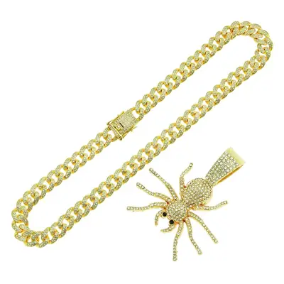 Full Diamond Three-Dimensional Spider Pendant Necklace for Men