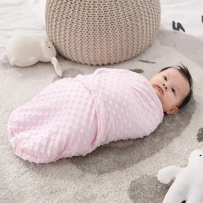 Newborn Anti-startle Swaddling Blanket Double Layer Pink