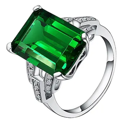 Emerald Zircon Ring with Tourmaline & Square Diamond Design