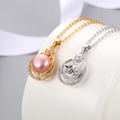 Freshwater Pearl Micro-Inlaid Zircon Double-Strand Pendant